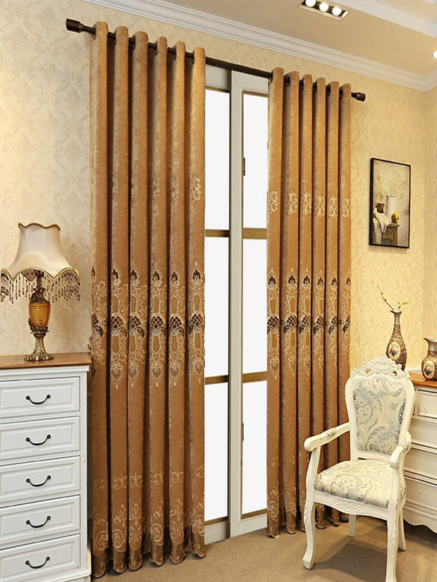 2 Pieces Elegant European Blackout Curtains
